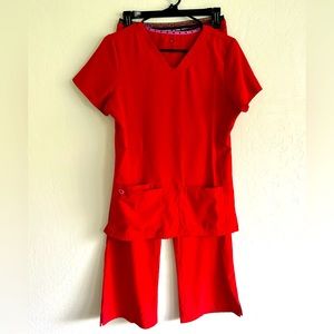Heart Soul Red Size S Scrub Set